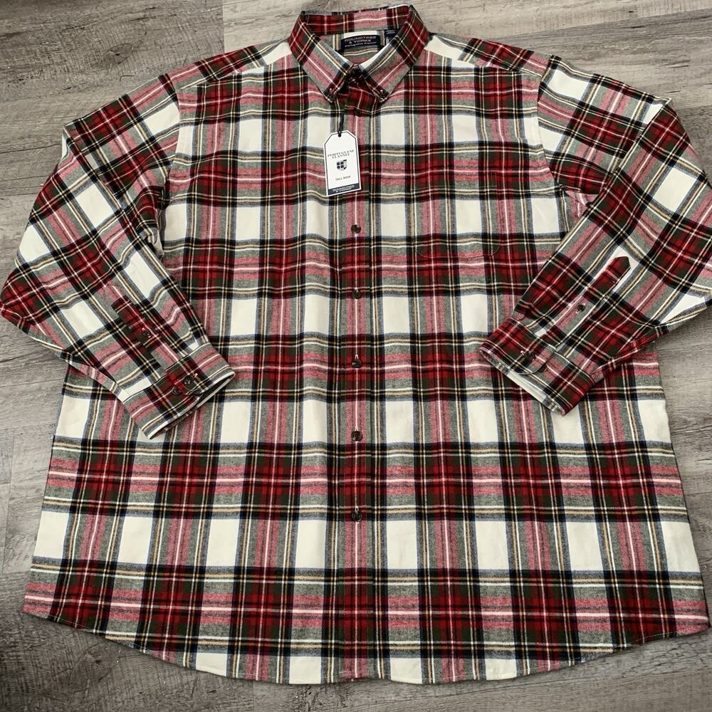 Roundtree & Yorke Portuguese Flannel Shirt Mens 3XLT SOFT Duoro Tartan Plaid NEW